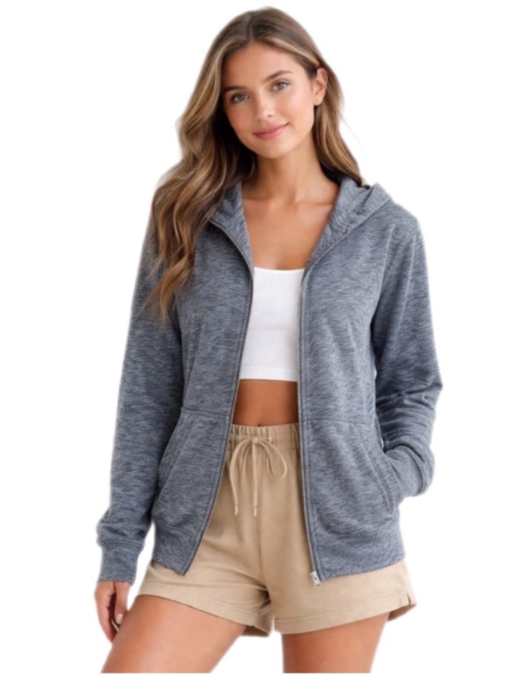 PINK Victoria’s Secret Heather Gray Oversized Zip Hoodie Size S